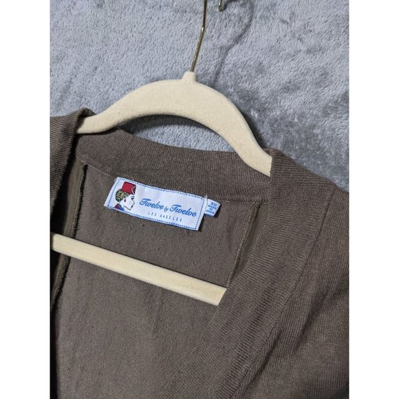 🍑Vintage TWELVE by TWELVE Women Cardigan Sweater Sheer Back Fall Green XS(0-2) - Picture 5 of 12